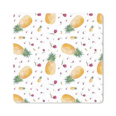 Produktbild von MuchoWow® Mauspad Mousepad Ananas - Kirschen - Aquarelle 20x20 cm - Mousepads - Maus Mat - Pad - Mausunterlage - Desk Mat - Bureauartikeln