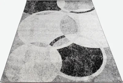 Produktbild von Designer Teppich Wohnzimmer Teppich Kreis Muster in Grau Creme Preishammer Grösse 60x100 cm