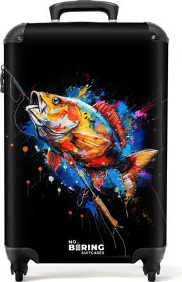 Produktbild von NoBoringSuitcases.com Hartschalen Handgepäck Koffer 55x35x20 cm, 36L, Graffiti Sport: Sportfischen, Reisekoffer mit 4 Rollen