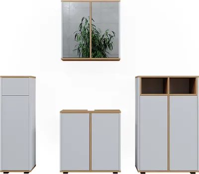 Produktbild von Badmöbel-Set Vicco Didi Weiß/Artisan 4 Teile mit zwei Midischränken, Model 49396
