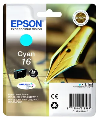Image de Epson 16 - 3.1 ml - cyan - original - cartouche d'encre - pour WorkForce WF-2010, 2510, 2520, 2530, 2540, 2630, 2650, 2660, 2750, 2760