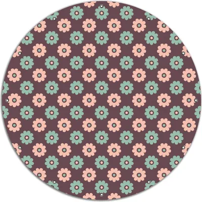 Produktbild von Wallario rundes Outdoor-Poster für Garten oder Balkon, Motiv Muster mit grünen und rosa-farbenen Blüten, 120 cm Durchmesser