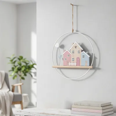 Produktbild von Schild Ø30cm Metall Weiß Türkranz Haus Natur Frühling Türschild Wandbild Deko