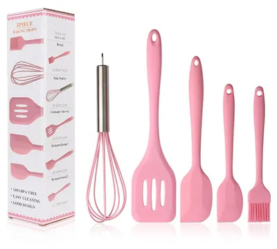 Obrázok produktu pre Silikónová stierka súprava 5 kusov, ružová, pre pečenie, nelepivá, kuchynský riad
