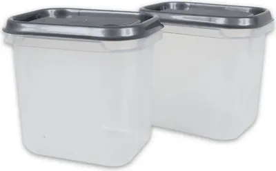 Produktbild von Frischhaltedosen Vorratsdosen rechteckige hohe Form transparent mit farbigem Deckel 500 ml 2 Stück