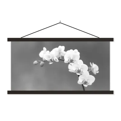 Produktbild von MuchoWow® Textilposter Orchidee - Blumen - Pflanze - Weiß - Lila 120x60 cm mit schwarzem Rahmen