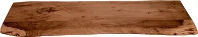 Produktbild von Holzplatte 120x40 cm Louisa, Tischplatte aus Akazienholz massiv + nussbaumfarben, Baumkanten-Platte für Heimwerker, geeignet für Arbeitsplatten, Tische & Fensterbretter