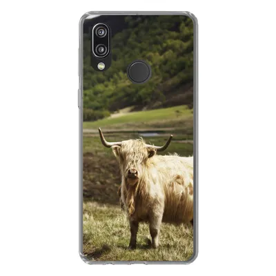 Produktbild von MuchoWow® Handyhülle Schutzhülle Hülle für Huawei P20 Lite (2020) Schottische Highlander - Pfad - Wald Silikon Softcase Handy Hülle - Kartenhalter