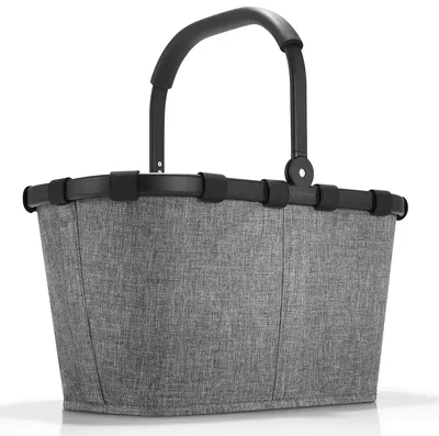 Produktbild von reisenthel SET carrybag Einkaufskorb Korb frame twist silver BK7052 + Cover schwarz BP7003