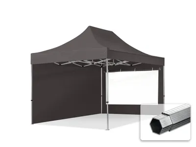 Produktbild von TOOLPORT 3x4,5m Aluminium Faltpavillon, inkl. 2 Seitenteile, dunkelgrau