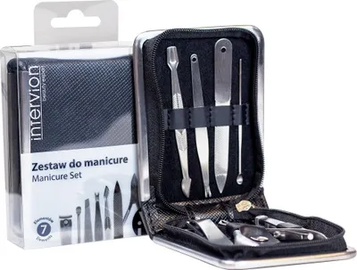Obrázek produktu pro Inter Vion Black Leather Zestaw do manicure, 7 sztuk