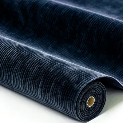 Image de Tissu en velours côtelé, par mètre, largeur 140 cm, couleur bleu marine