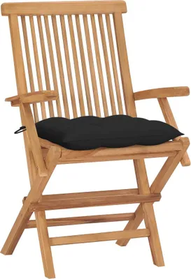 Produktbild von vidaXL Klappstühle mit schwarzen Kissen, 4 Stück, Massivholz Teakholz