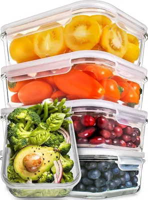 Immagine prodotto di Contenitori per alimenti in vetro - Scatole per pasti - Preparazione dei pasti - Ermetici - Confezione da 5 pezzi da 880 ml - Trasparente