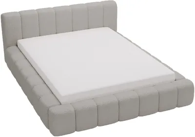 Obrázok produktu pre Čalúnená posteľ 180x200 Bolonia - Dvojposteľ Boucle s úložným priestorom, hrubou penovou výplňou, posteľ 180 x 200 cm Svetlosivá