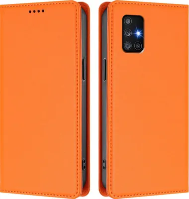 Image de Étui en cuir pour Samsung Galaxy A71 5G, étui à rabat magnétique en cuirPolyuréthaneavec support, orange