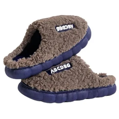 Produktbild von Pantoffeln Damen Herren Plüsch Memory Foam Hausschuhe Warm Antirutsch braun 44/45
