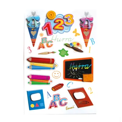 A collage of school-themed stickers.