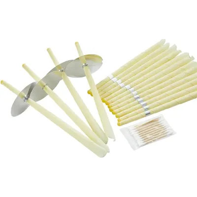 Produktbild von 10 Stück Ohrkerzen zur Reinigung, Ohrenschmalz Entferner Kerzen, Bio-Bienenwachs Ohren Kerzenzapfen, Ungiftige Ohrkerze mit Schutzscheiben und Wattestäbchen