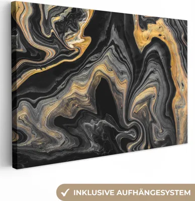 Produktbild von MuchoWow® - Leinwandbilder - Marmor - Acryl - Gold - Luxus - Abstrakt, Wandbild, Wanddeko Bilder Wohnzimmer, 120x80 cm