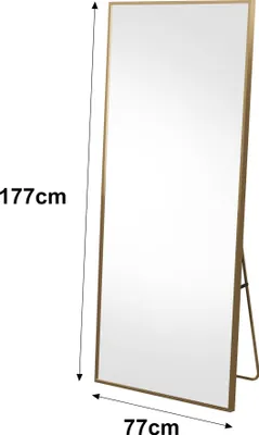 Produktbild von Großer Ganzkörperspiegel, 177 x 77 cm, großer Standspiegel, zum Aufhängen, für Schlafzimmer, Wohnzimmer, Flur, rechteckig, Gold