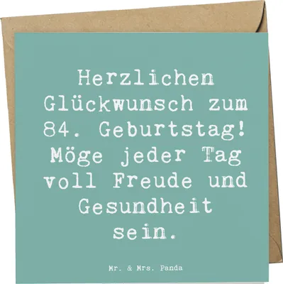Produktbild von Mr. & Mrs. Panda Glückwunschkarte Spruch 84. Geburtstag - Meeresbrise - Geschenk, doppelkarte, Alter, Klappkarte, großartige Erinnerungen, anlasskarte, faltkarte