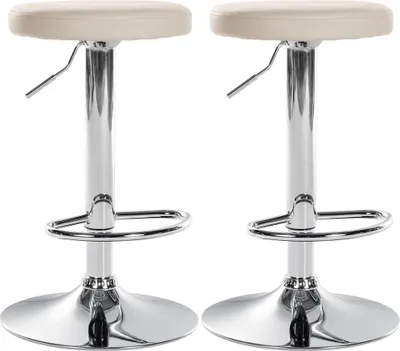 Produktbild von CLP 2er Set Barhocker Ponte Kunstleder höhenverstellbar und drehbar - creme Material Gestell Metall in Chromoptik