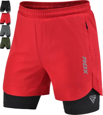 Productafbeelding van RDX hardloopbroek voor heren, korte model, 2-in-1 hardloopshorts met compressiefunctie, trainingsshorts