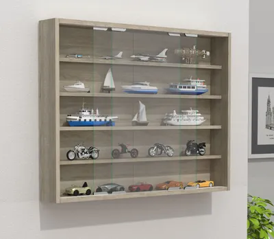 Produktbild von VCM Glasvitrine hängend | Vitrine Glas mit ESG-Sicherheitsglas | Maße ca. H. H. 60 x B. 77 x T. 10  cm | Hängevitrine Glas | Modern und platzsparend | Glas Vitrinenschrank - Agisa L
