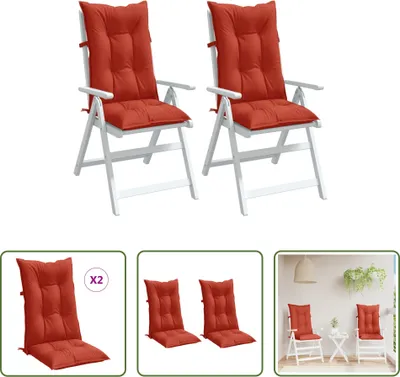 Image de Coussins pour fauteuil Hochlehner, lot de 2, mélange de couleurs rouge, 120x50x7 cm, tissu