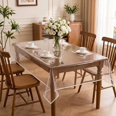 Transparente Tischdecke, PVC, 140 x 120 cm, abwaschbar, rechteckig