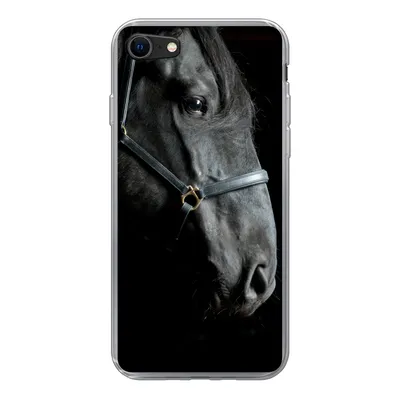 Produktbild von MuchoWow® Handyhülle Schutzhülle Hülle für iPhone 8 Pferd - Schwarz - Halfter Silikon Softcase Handy Hülle - Schutzhaube