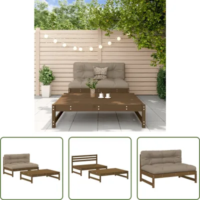 Produktbild von The Living Store 2-tlg. Garten-Lounge-Set mit Kissen Honigbraun Massivholz
