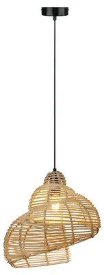 Immagine prodotto di Lampada a sospensione SHELLA marrone chiaro 1xE27x15W vimini / rattan / paglia dim.: 120x40x40 cm IP20 Light Prestige