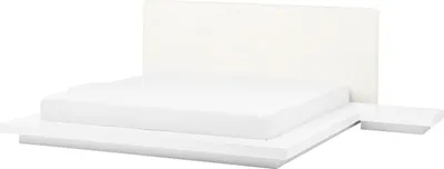 Produktbild von BELIANI Wasserbett Weiß Kunstleder und Furnierte MDF-Platten mit Wasserbettmatratze 180 x 200 cm 2 Nachttische Japanischer Stil Schlafzimmer Doppelbett