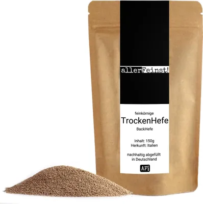 Produktbild von Trockenhefe - feinkörnige Premium Trockenhefe / Backhefe Germ Yeast für z.B. Ciabatta, Pizzateig, Kuchen, Gebäck, uvm - 150g