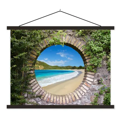 Produktbild von MuchoWow® Textilposter Strand - Meer - Blick 150x113 cm mit schwarzem Rahmen - Wohnzimmer