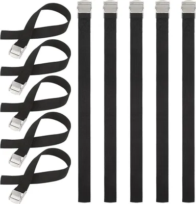 Image de Hejo Pack de 10 Sangles de serrage - Réglables avec boucle de serrage, inoxydables - Pour vélo, moto, bagages, camping - 40cm noir