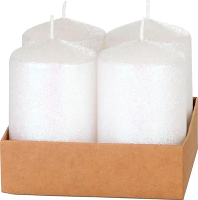 Imagen del producto de Velas de Adviento MagicHome, cilíndricas, blancas con purpurina, 4x6 cm, 4 unidades