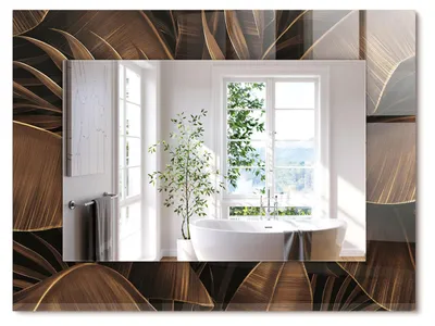 Produktbild von Tropische Blätter – Rechteckiger Spiegel mit Druck 80x60 cm – Modern - Dekorativ für die Wand