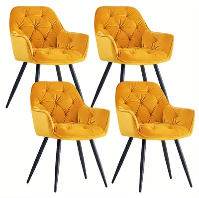 Immagine prodotto di Eleganti sedie da pranzo con rivestimento in velluto morbido e gambe in metallo robusto – comfort ergonomico per sedersi