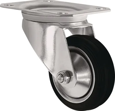 Zdjęcie produktu dla Kółko skrętne Ø 80 mm Udźwig 70 kg Płyta z pełnej gumy L105xW80 mm