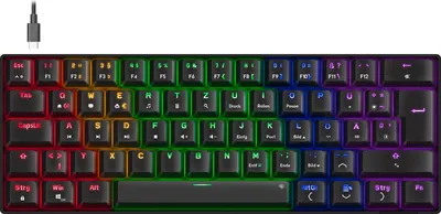 Produktbild von SPEEDLINK ATMOS RGB Rainbow Mechanical 60% Gaming Keyboard with brown switches, black - DE layout