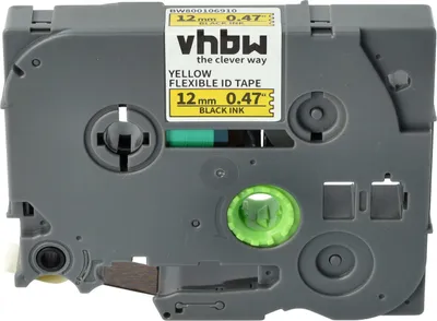 Produktbild von vhbw Schriftband-Kassette kompatibel mit Brother PT D600, D600VP, D450, D450VP, E100B, E100 Etiketten-Drucker 8m x 12mm Schwarz auf Gelb, Flexibel