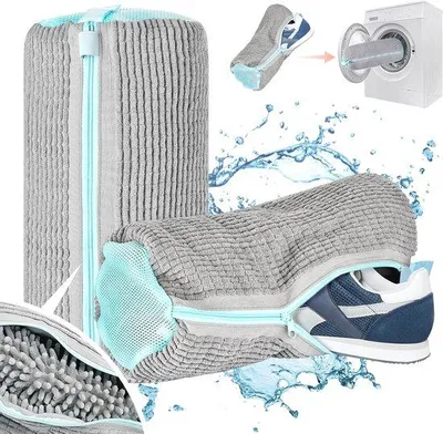Produktbild von Famanu Wäschebeutel für Schuhe - 2 wiederverwendbare Netztaschen, 39 x 19 cm, 360 Grad verstellbar