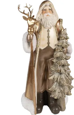 Produktbild von Clayre & Eef 6PR4279 Weihnachtsmann Dekoration Goldfarbig 25x18x50 cm Polyresin