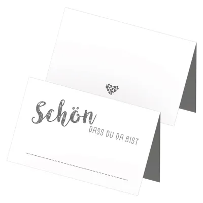 Produktbild von itenga 48x Tischkarten "Schön dass du da bist" taubengrau grau