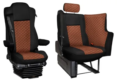 Produktbild von Actros L LKW Sitzbezüge Schonbezüge Fahrer+Beifahrer 1+1 Satz (broun)