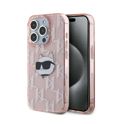 Produktbild von Karl Lagerfeld Klhcp15Xhklpchp Iphone 15 Pro Max 6.7 Rosa Hardcase Iml Choupette Head & Monogramm