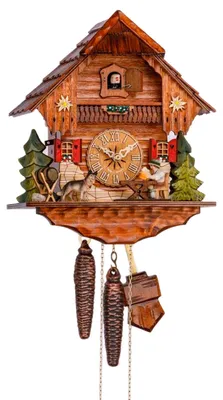 Produktbild von Cuco Clock Kuckucksuhr Schwarzwalduhr "Biertrinker mit Hund" 17 x 23 x 26cm Wanduhr aus Holz, 1 - Tage Werk, manuelle Nachtabschaltung